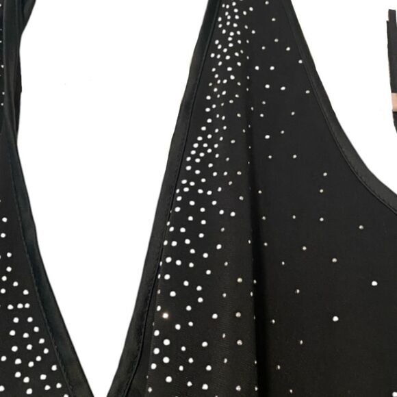 TORRID BLACK  Halter Neck  ASYMMETRICAL dress with embellished silver Studs 16 - Picture 3 of 16